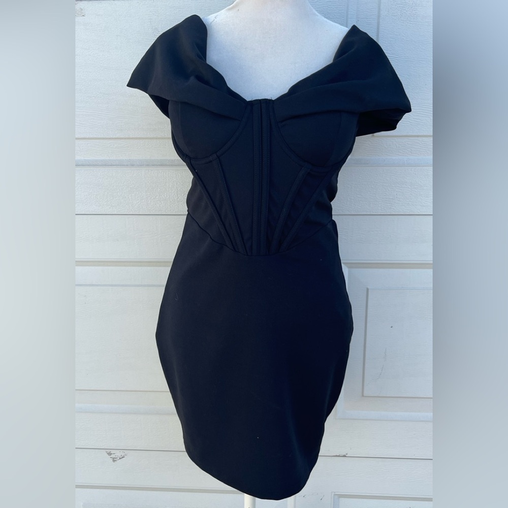Women's Windsor black mini dress off shoulder corset M